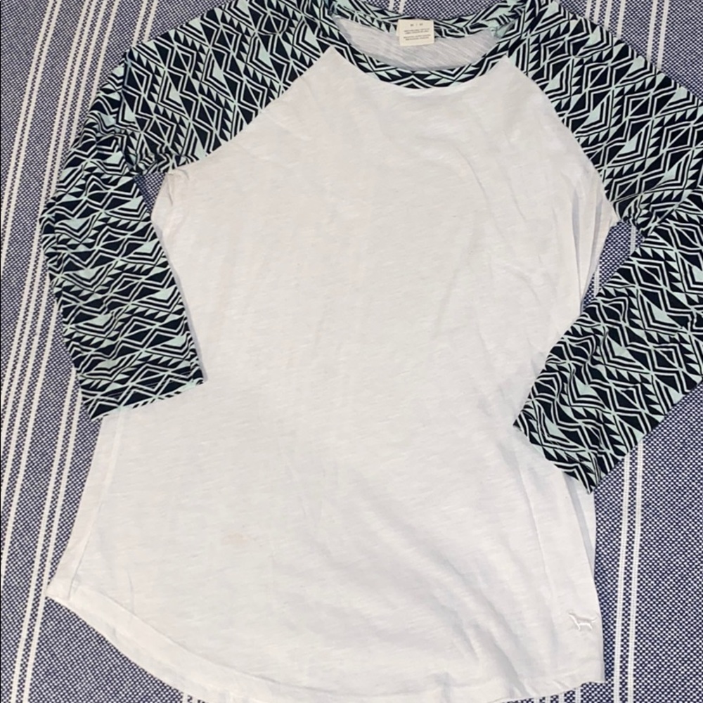 Pink Geo Sleeve Baseball Tee - Picture 1 of 2